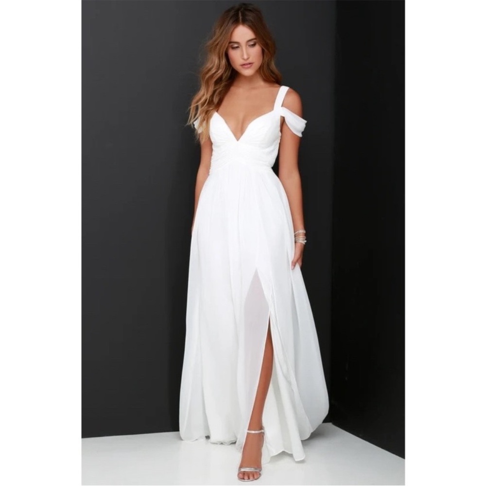NWT Lulus Ocean of Elegance Ivory Maxi Dress